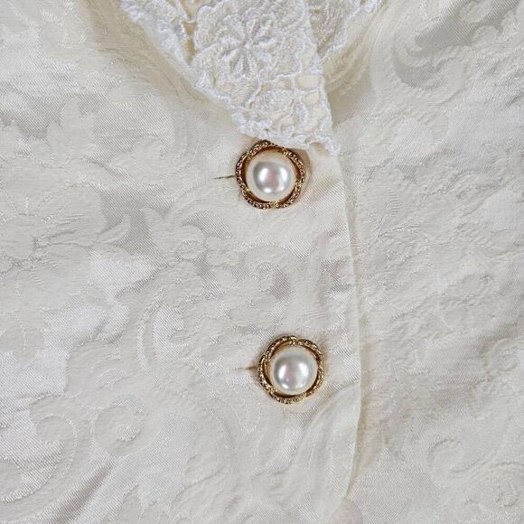 Vintage 80's 2-Piece Jacket Skirt Cream 14 - Picture 4 of 9